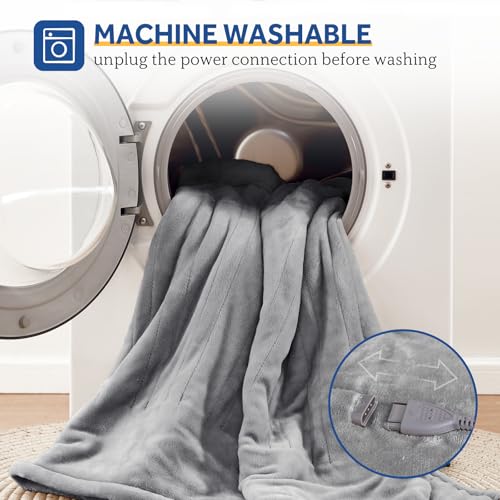 Sealy Twin Electric Heated Blanket 62x84 Inches with Auto Shutoff Light Grey