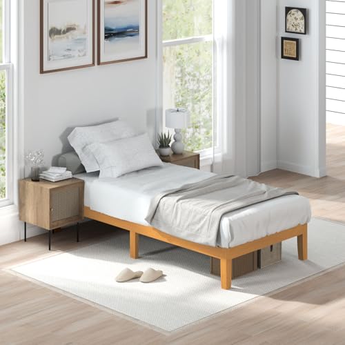 Sweetcrispy Twin Size Bed Frame - 12 Inch Wooden Platform Bed with Support