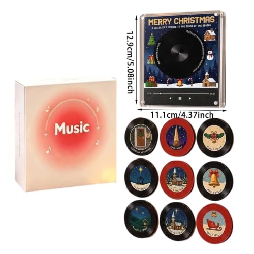 Magnetic Fridge Vinyl Music Box E - Personalized Audio Keepsake, Retro LED Decor