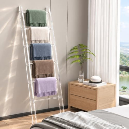 Acrylic Blanket Ladder - 6-Tier Waterproof Towel Rack with Clear Finish