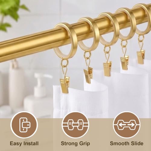 Luxury Gold Curtain Rings 2 Inch Diameter with Nylon Glide Inserts - Pack of 30
