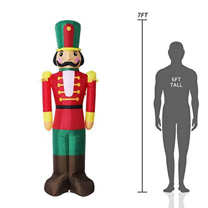 7 Ft Inflatable Nutcracker Soldier with LED Lights Christmas Yard Decor
