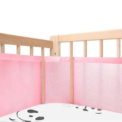 Pink Mesh Crib Liner for 52x28 Full-Size Crib - Breathable Baby Safety Guard - SUVQWJT
