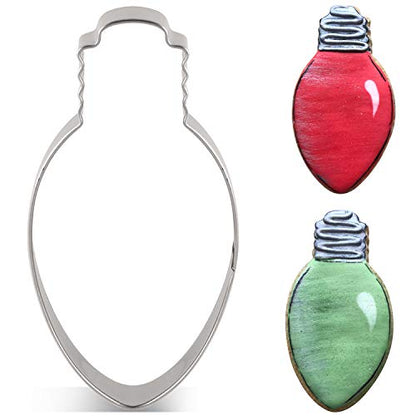 Christmas Light Bulb Cookie Cutter 2 x 3.4 Inches Food Safe Stainless Steel