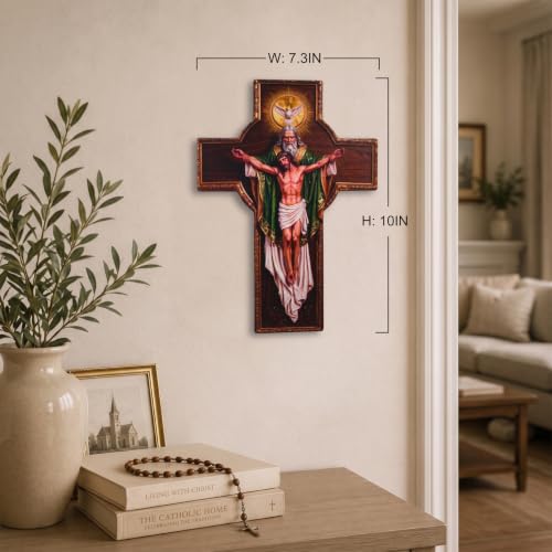 Green Holy Spirit Jesus Cross Wall Art - Wooden Religious Decor, Minimalist 2D Spiritual Gift