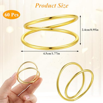 Gold Napkin Rings Bulk Set - Elegant Spiral Metal Holders for Weddings & Parties