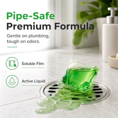 Drain Deodorizer Pods for Sink and Shower - 1 Box - Odor Neutralizing Bio-Enzyme Capsules