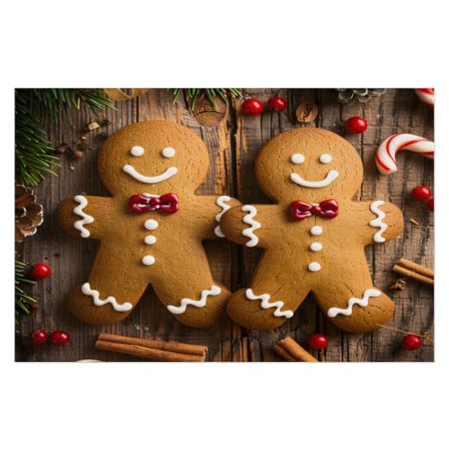 Christmas Gingerbread Men PVC Placemats Set of 6 - Heat Resistant Non-Slip Holiday Table Decor - Placemat44