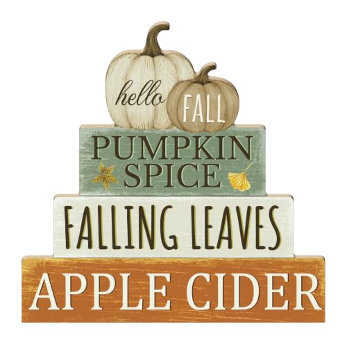 Putuo Decor Fall Decor for Home - Hello Fall Table Sign with Pumpkins Leaves Pumpkin Spice Variation