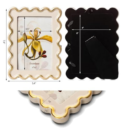 Everdeer Gold Wavy Edge 4x6 Picture Frame with Real Glass, Beige