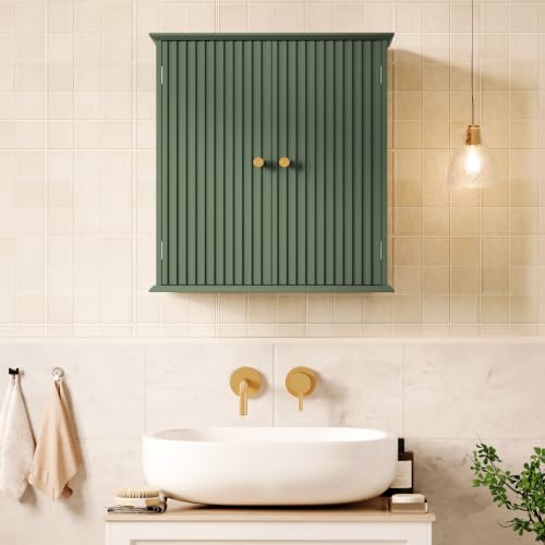 Bathroom Wall Cabinet with 2 Adjustable Shelves - Green