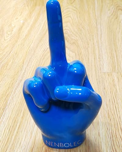Funny Blue Middle Finger Hand Sculpture - Modern Decor, 11 Inch