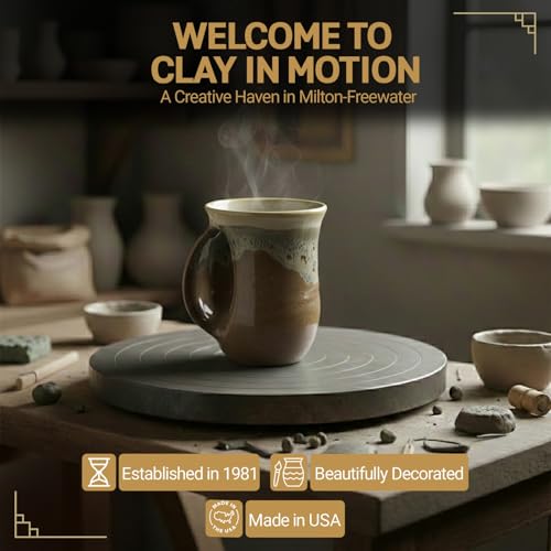 Left Hand Clay in Motion Hand Warmer Coffee Mug 14 Oz Desert Sand