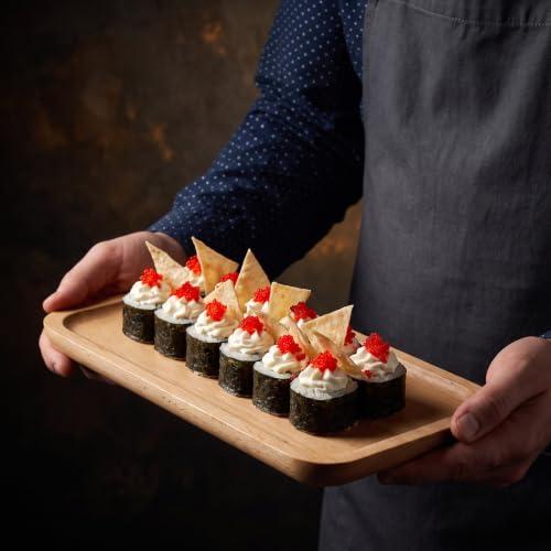 Wenqik 18 Pieces Beech Wood Serving Trays Set - 8 x 5 Inch