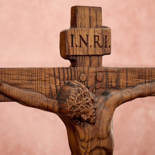 9.84in Handmade Catholic Wooden Wall Crucifix with Variation 9.8"L x 7.2"W - Religious Gift