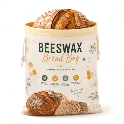 White Beeswax Bread Bag for Sourdough & Artisan Bread Storage - 1 Pack