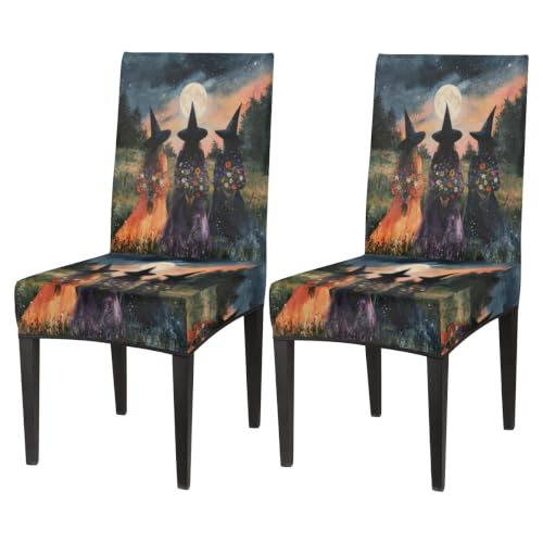 Halloween Witches Dining Chair Covers 2 Pack - Festive Kitchen Decor Variation 2