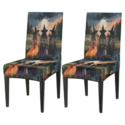 Halloween Witches Dining Chair Covers 2 Pack - Festive Kitchen Decor Variation 2