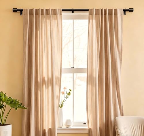 Heavy Duty Adjustable Curtain Rod for Windows 32-150 Inches Black - Modern Design