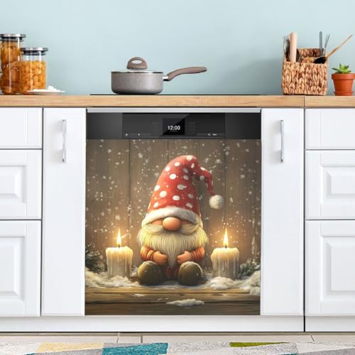 Christmas Cute Gnome Dishwasher Magnet Cover 23x26in Reusable Kitchen Decor