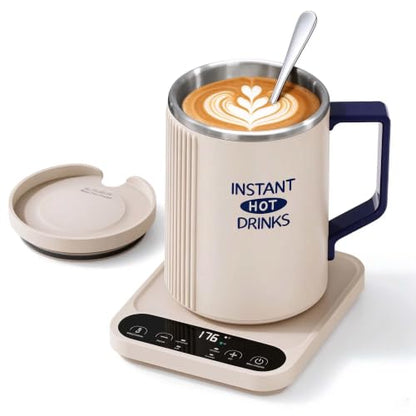 Beige Electric Coffee Mug Warmer 400ml 300W Rapid Water Boiler with Digital Temp Control