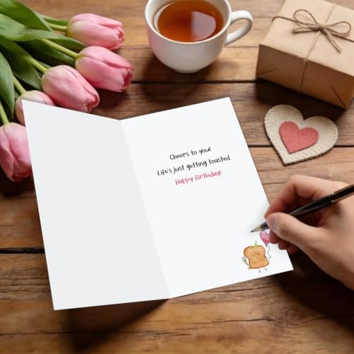 White Birthday Card for Besties & Family - Funny Toast Pun Gift