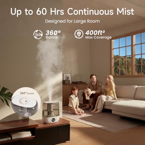 Cool Mist Ultrasonic Humidifier 6L for Bedroom with Auto Humidity Control