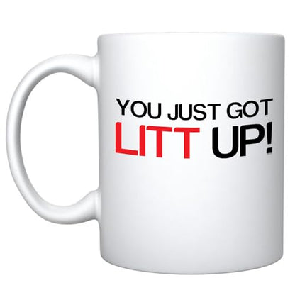 11 Ounce White Ceramic Coffee Mug - Funny You Just Got Lit Up Coolie Gift for Men and Women