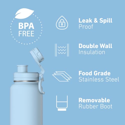 Sport Insulated Water Bottle 32oz with Straw & Chug Lid - Serenity Blue