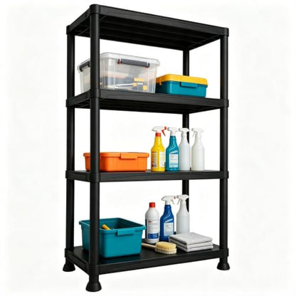 Garage Shelving Plastic Storage Shelves 4-Tier Unit 52x24x12 Inches - Waterproof & Sturdy