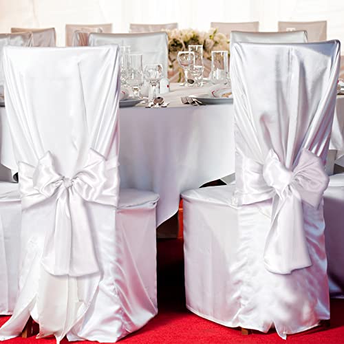 White Satin Table Runners Bulk Pack 12 x 108 Inches for Weddings & Events - 6 Pieces