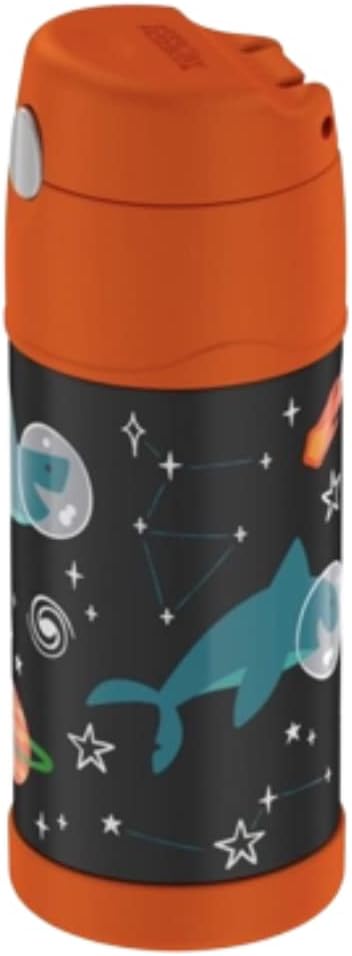 THERMOS FUNTAINER F4101 Stainless Steel Kids Bottle - 12 Ounce, Space Shark Design