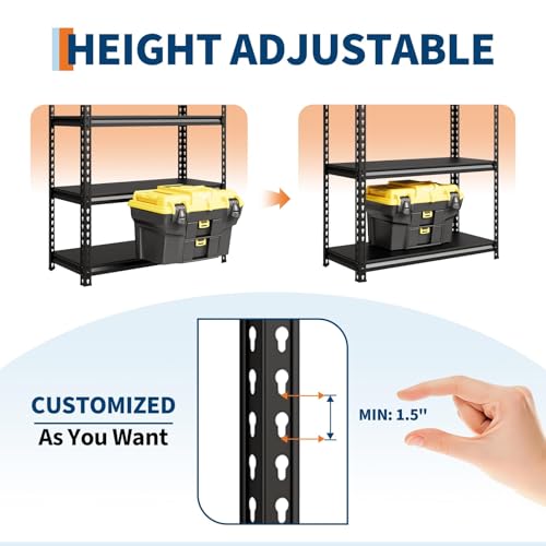 Heavy Duty Steel Garage Storage Shelves - 36 Inch Wide, Adjustable, 1500 Lbs Capacity