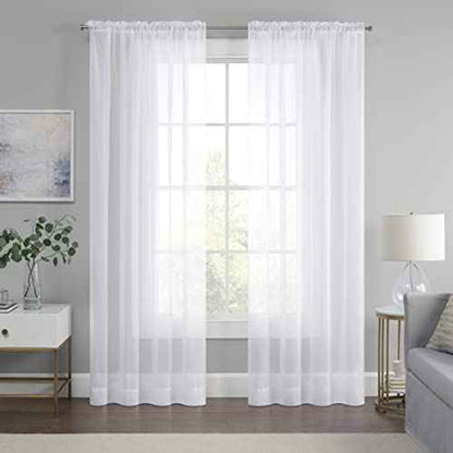 Eclipse Livia Sheer Rod Pocket 59 x 63 Curtain Panel in White