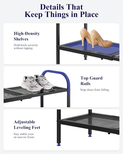 Expandable Metal Shoe Rack - Black, 18.1-29.5 Inch, 2 Tiers