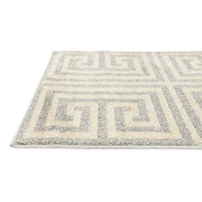 Unique Loom Athens Collection Classic Geometric Modern Border Design Area Rug, 2 ft x 3 ft, Gray/Beige