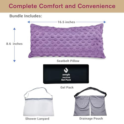 Mastectomy Pillow Heart Press - Post Surgery Pillow, Breast Pillow for After Heart Surgery Recovery, Double Mastectomy, Breast Reduction & Augmentation Patients-Premium Bundle with Breast Gel Packs x2