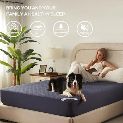 2 Pack Waterproof Mattress Protector, Twin Size Mattress Pad Noiseless with Deep Pocket Fitted for 6"-15", Breathable Dirt-Proof Single Bed Mattress Cover for Bedroom, Dorm Room (Gray)