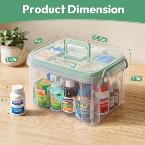 Large 15QT Medicine Organizer Box with Compartments for Home Dorm Travel