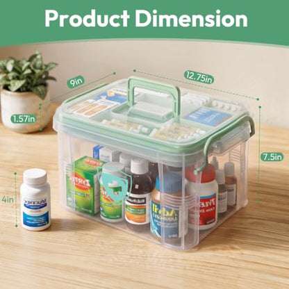 Large 15QT Medicine Organizer Box with Compartments for Home Dorm Travel