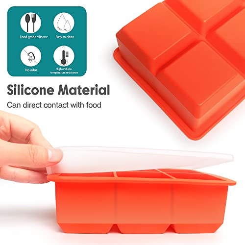 Excnorm Silicone Ice Cube Trays 3 Pack - Large Size Silicone Ice Cube Molds with Leak Proof Removable Lid Square Ice Cube Tray And BPA Free for Cocktail,Whiskey, Stackable Flexible Ice