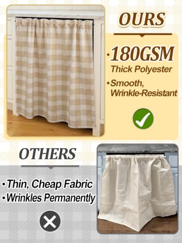 Aulock Dishwasher Cabinet Curtain with Adjustable Magnetic Rod - Beige