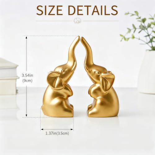 Mini Gold Elephant Decor Statues - Charming Office & Home Accent Gift