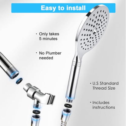 Filtered Handheld Shower Head with Detachable Chrome Spray for Healthier Shower