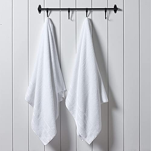 Turkish Cotton Bath Sheets Set of 2 - 59x35 Inches, Soft & Absorbent White