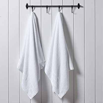Turkish Cotton Bath Sheets Set of 2 - 59x35 Inches, Soft & Absorbent White