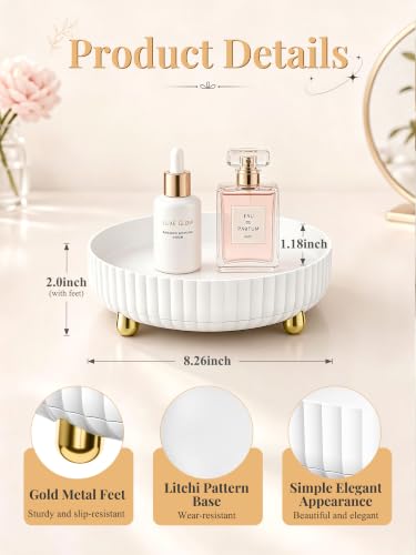 Niunuerga White Rotating Makeup Organizer - Perfume & Skincare Vanity Tray