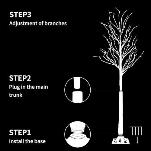 6+6FT Prelit Birch Tree Lights Set - Twinkling LED Christmas Tree Decor