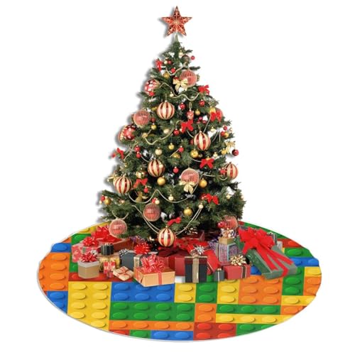 30-Inch Colorful Building Blocks Christmas Tree Skirt - Festive Holiday Decor