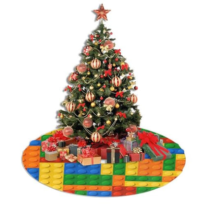 Colorful Building Blocks Christmas Tree Skirt 48 Inches - Festive Holiday Decor